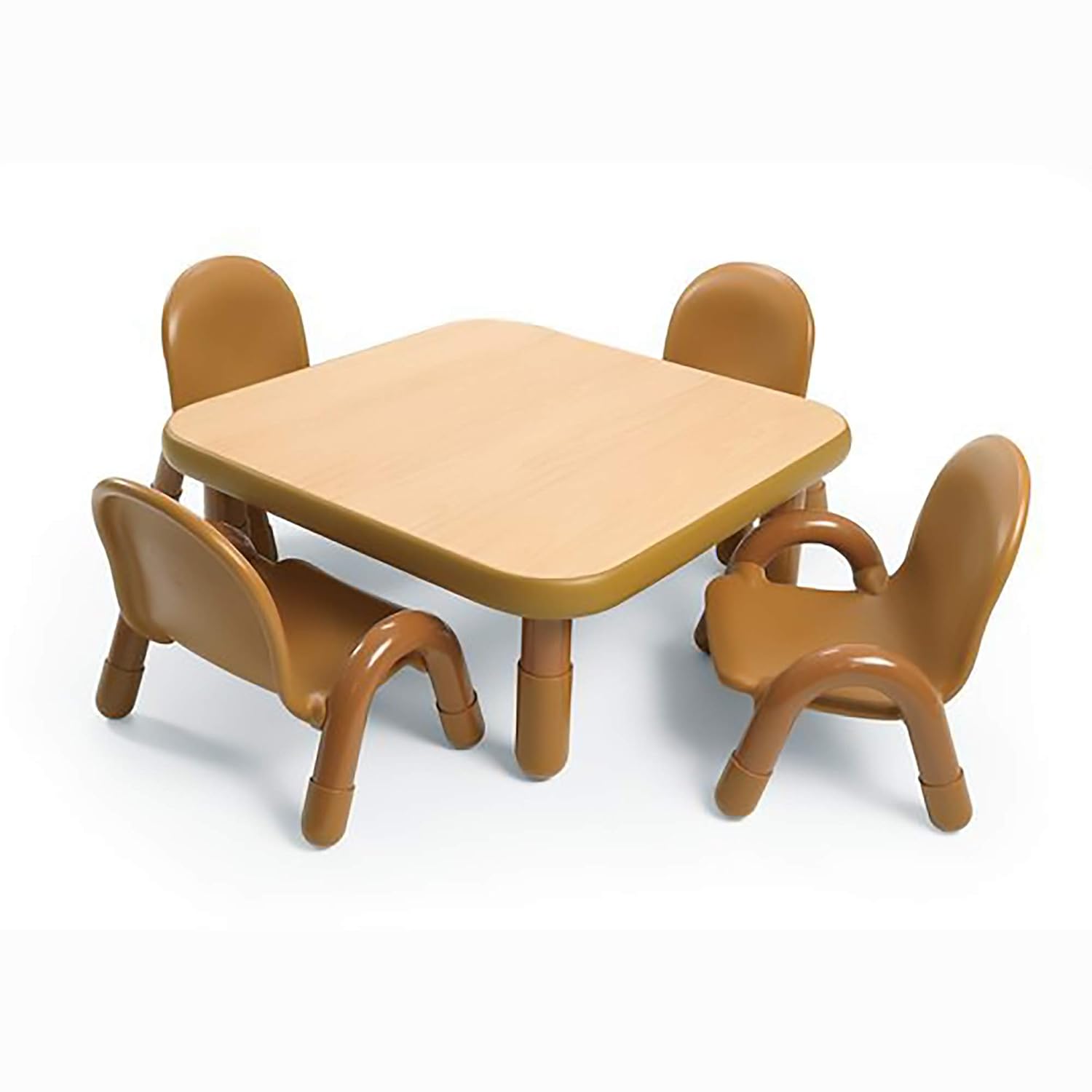 Children’s Factory Baseline Toddler Square Table and Chairs Set, Natural Wood – Includes One 30”, 12” High Square Table and Four 5” High Chairs – Durable, Lightweight, Easy to Move - NestledHome