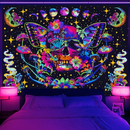 Skull Blacklight Tapestry