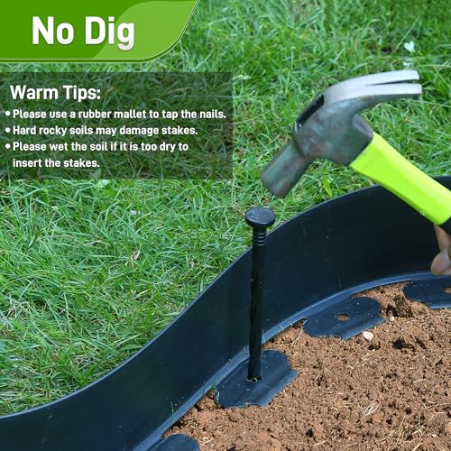 2 Inch x 100FT Landscape Edging Border with 150 Anchoring Spikes