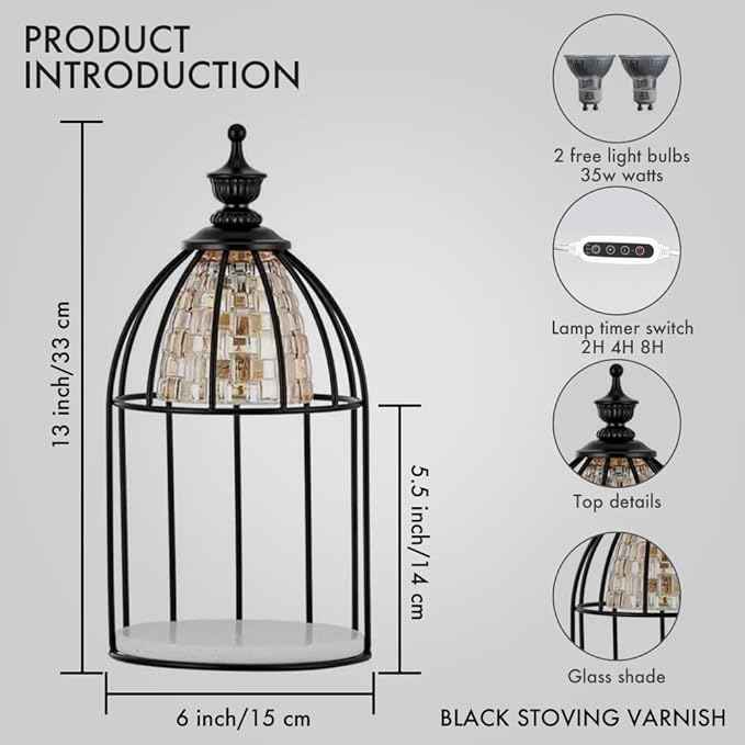 Candle Warmer Lamp for Top-Down Candle Melting, Vintage Aromatherapy Wax Melting lamp,Night Lamp (Black)