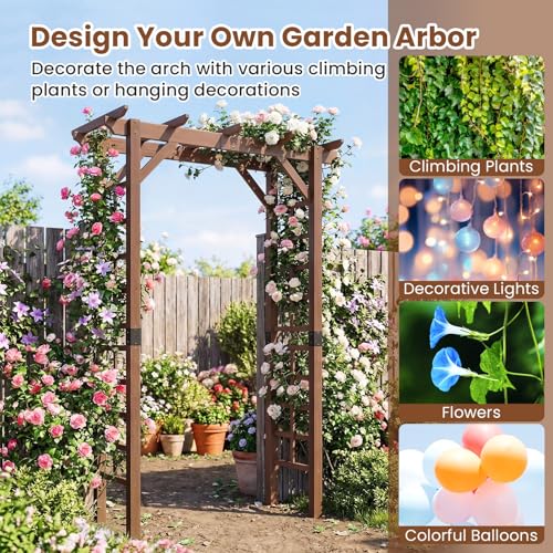 7FT Wood Garden Arbor Trellis