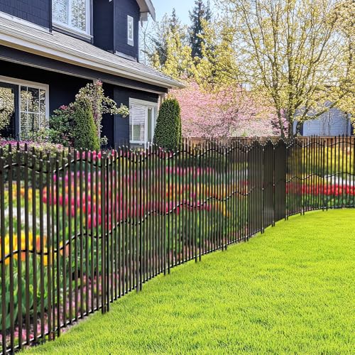 8 Panels No Dig Decorative Garden Fence with Gate