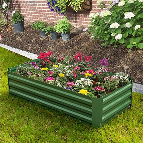 4x2x1ft Green Metal Raised Garden Bed Kit