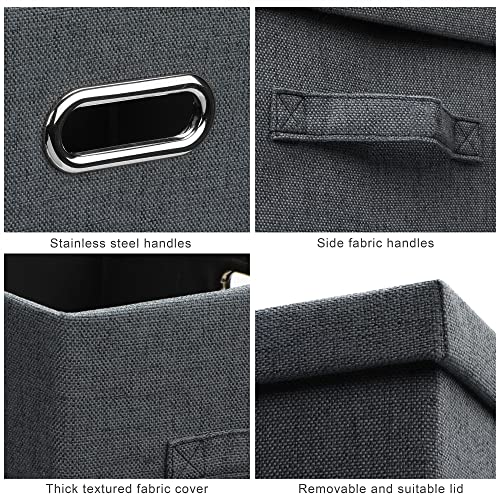 Medium 15" 21 Quart Collapsible Stackable Storage Bins with Lids (5 Count)