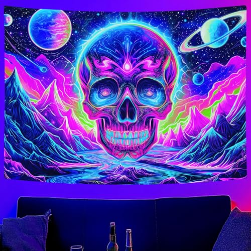 Blacklight Skull Tapestry