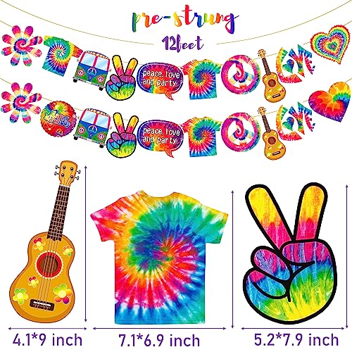 2pcs Tie Dye Birthday Banner Tie Dye Birthday Party Supplies Tie Dye Party Garland Decorations for Tie Dye Party Art Retro 60s 70s Theme Hippie Carnival Baby Shower Birthday Party Supplies (2 Count)