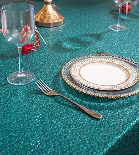 Sequin Tablecloth 50x72 Inch Teal for Wedding Party