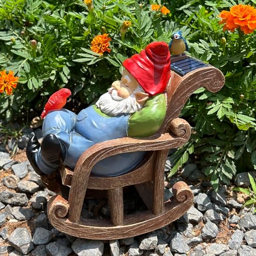 Solar Garden Gnome Statue Outdoor Decor