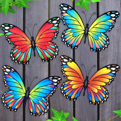 Metal Butterfly Outdoor Wall Decor (4 Count)