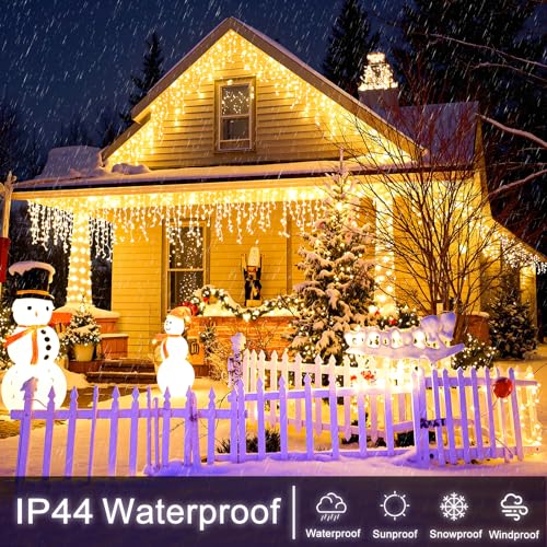 Icicle Lights for Outside 33FT 400 LED Warm White Christmas Lights
