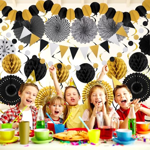 Black Gold Party Decorations (24 Count)