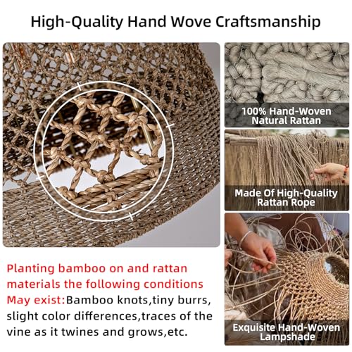 19" Rattan Pendant Light