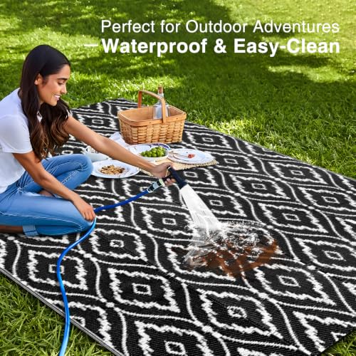 Outdoor Rug 5x8 ft Waterproof Reversible Braided Mat