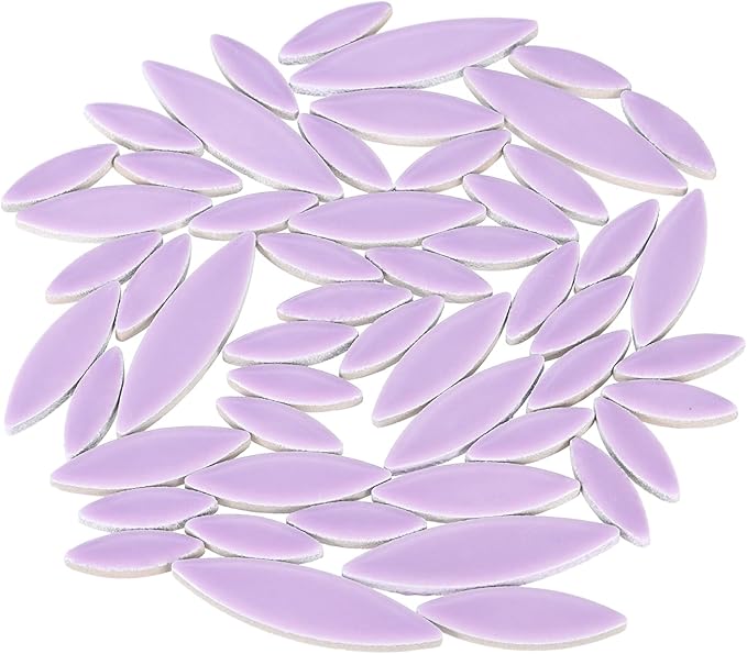 uxcell Ceramic Mosaic Tile, About 200g Teardrop Leaf Tile Mosaic Block for Handicrafts Artwork, Purple