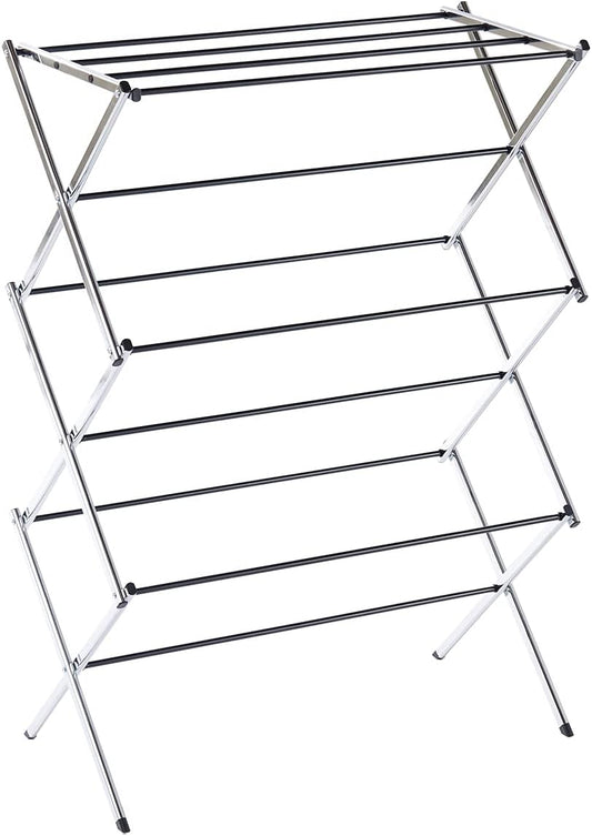 Displays By Jack Portable Collapsible Clothing Dryer Rack, Foldable Drying Rack for Clothes, Lingerie, Towels, Linens, Laundry Home Apartment Must Haves, Metal Chrome Finish - NestledHome