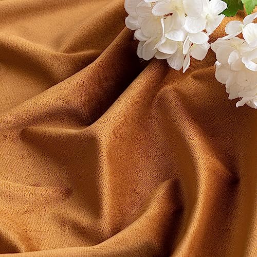 Gold Brown Velvet Pinch Pleat Blackout Curtains W52 X L84 Inches