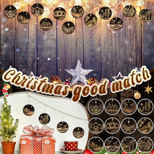 60 Pcs Christmas Ornaments Nativity Scene Wooden (60 Count)