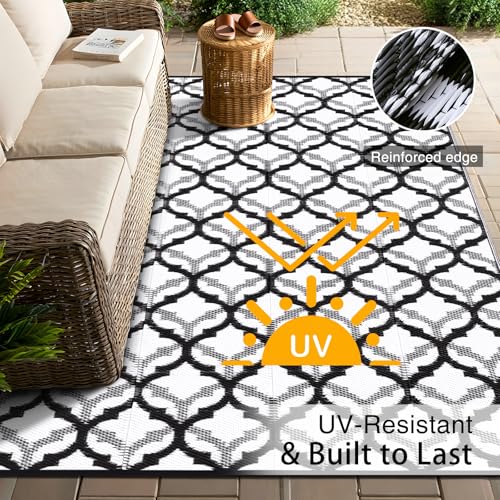 Outdoor Rug 9x12 ft Waterproof Reversible Braided Mat (108 Sq Ft)