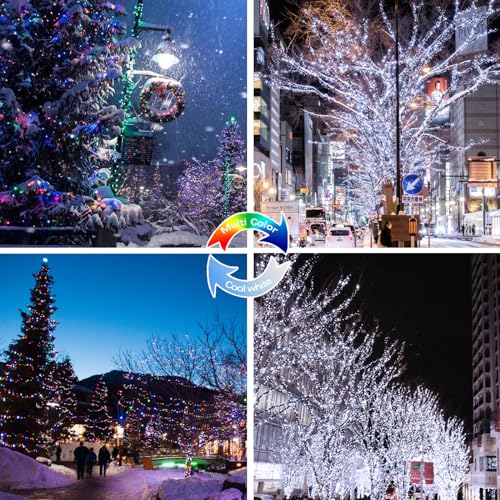 Solar Christmas String Lights Outdoor 2Pack 200LED (2 Count)