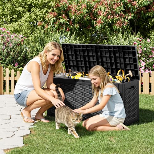 75 Gallon Outdoor Storage Box Waterproof Deck Box for Patio