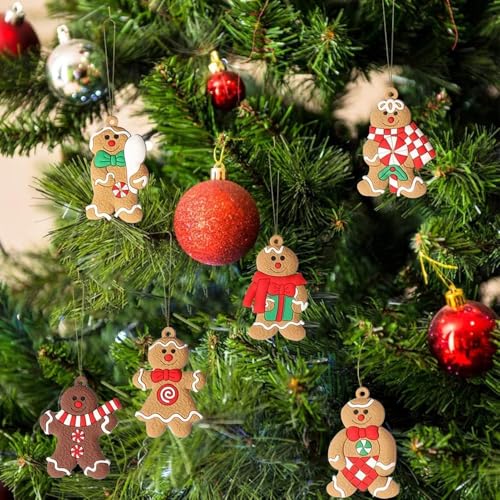 24pcs Gingerbread Man Ornaments for Christmas Tree (24 Count)