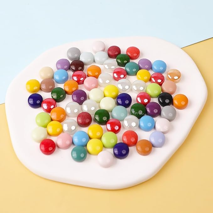 12mm Round Mosaic Tiles for Crafts, 200g Iridescent Recycled Glass Mosaic Pieces for Art Supplies, DIY Mosaic Making Kit for Hobbies & Art (Green Mix 12mm)