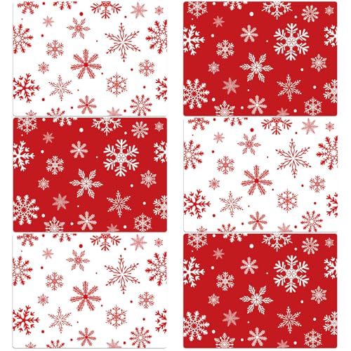Christmas Placemats Set of 6 Snowflake Plastic Table Mat 17×13×0.04in (6 Count)