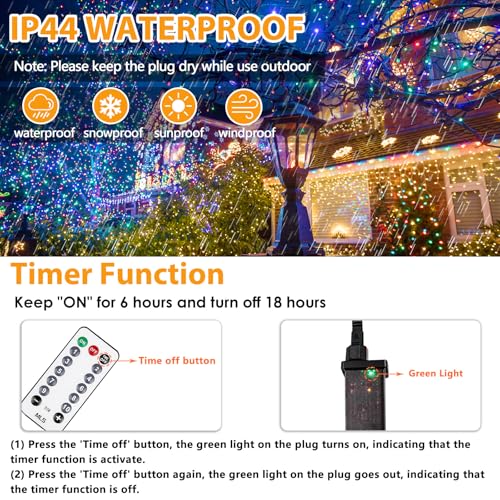 75.8FT Connectable Color Changing Christmas Light with Remote Timer 200 LED