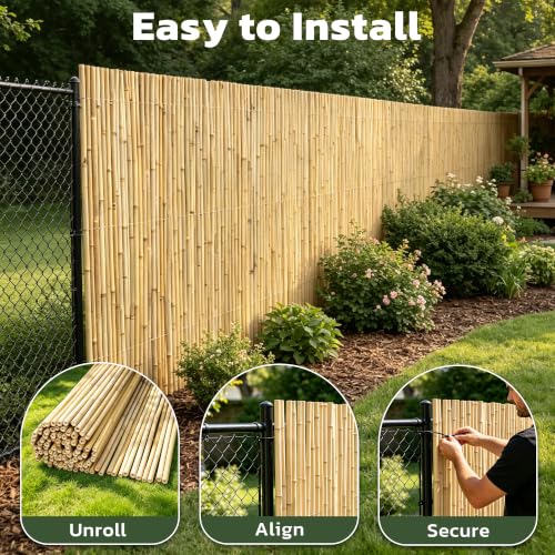 Natural Rolled Bamboo Privacy Fence (32 Sq Ft)