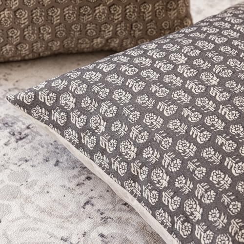 Decorative Floral Print Throw Pillow Covers 20×20 Rustic Gray (2 Count)