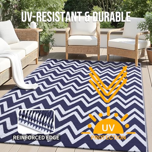 Outdoor Rug 5x8 ft Waterproof Reversible Chevron Mat (40 Sq Ft)