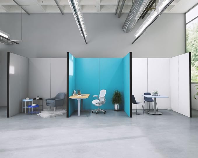 EverPanel Modular 7' x 7' Wall Kit | Light Blue SoundSorb with White Trim | Room Divider | Interlocking Wall Panels | Temporary Room Separator | Configurable Partition