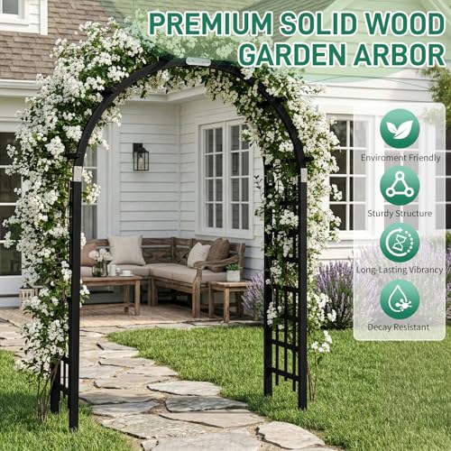 7Ft Black Wooden Arbor Arch
