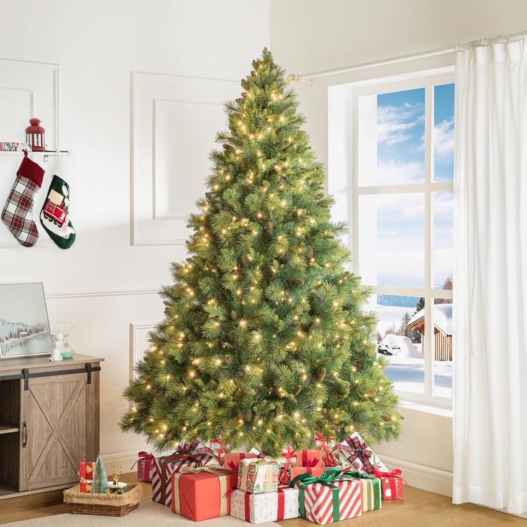 7.5ft Artificial Prelit Pine Cone Christmas Tree