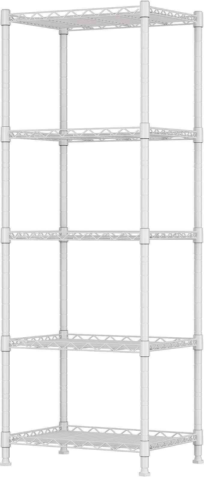 REGILLER 5-Wire Shelving Metal Storage Rack Adjustable Shelves,Standing Storage Shelf Units for Laundry Bathroom Kitchen Pantry Closet(White,11.8" D x 16.6" W x 53.5" H)