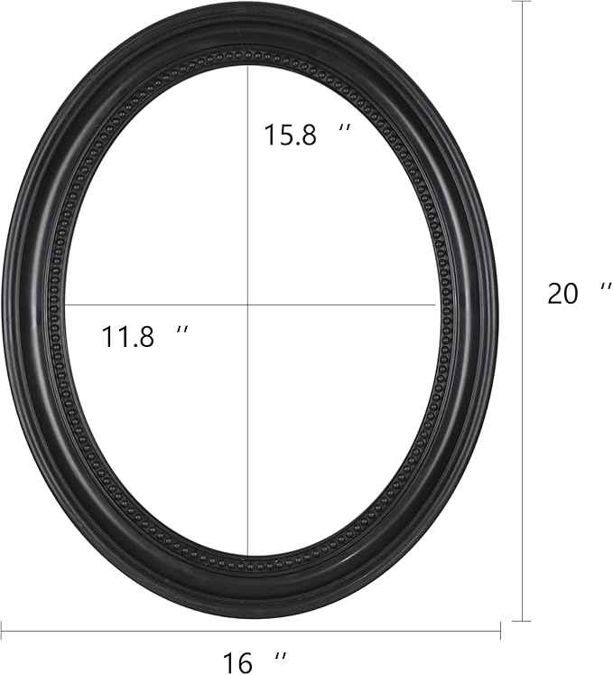 Funerom 20 x 16 inch Black Wall Mirror Oval Bathroom Mirror Bedroom Mirror