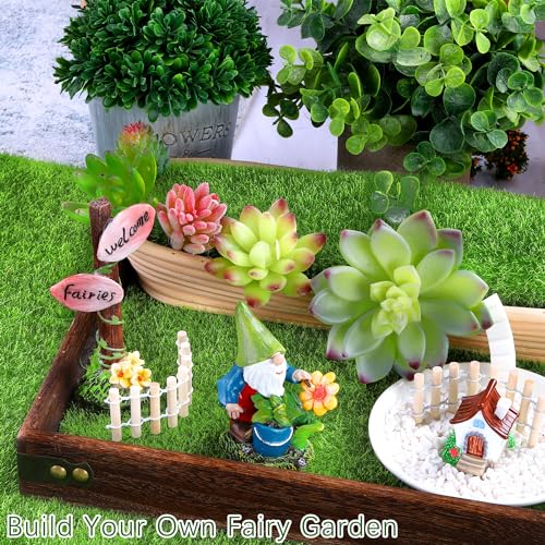 18 Pieces Fake Grass for Crafts Fairy Garden 6 x 6 Inches Artificial Garden Grass for Miniature Ornament Dollhouse DIY Decoration (18 Count)