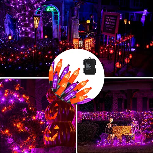 Purple and Orange Halloween Lights Battery Operated (16 Foot)