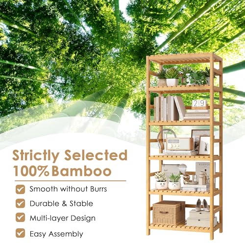 6 Tier Bamboo Shelf with Adjustable Shelves (6 Count)