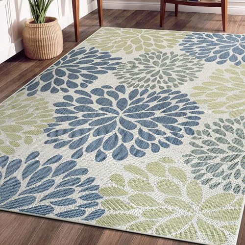 Outdoor Rug 6x9 Modern Exotic Tropical Leaf Area Rugs for Indoor and Outdoor Patio Deck Porch Garden Water Resistant Washable Outside Carpet