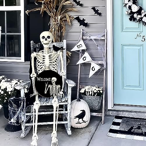 Halloween Decorations Wreath Halloween Skull Welcome Door Sign Front for Door Decoration