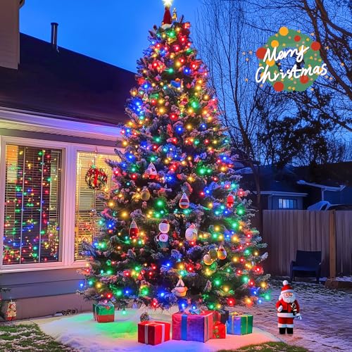 2 Pack Solar String Light 100LED 32.8ft 8 Modes Solar Christmas Lights Waterproof for Gardens (65.6 Foot)