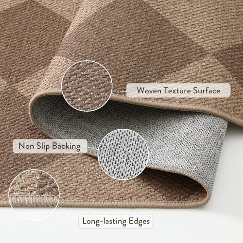Checkered Easy Jute Outdoor Runner Rug