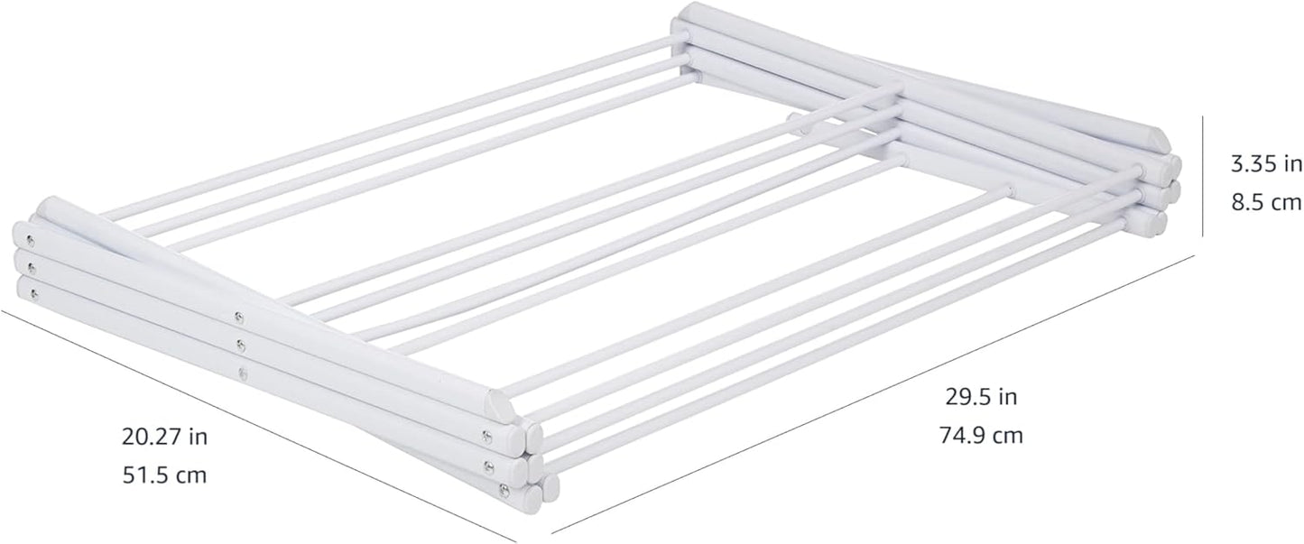 Amazon Basics Foldable Portable Laundry Rack for Air Drying Clothing, Indoor Outdoor Use - 14.5" D x 29.5" W x 41.8" H, White - NestledHome