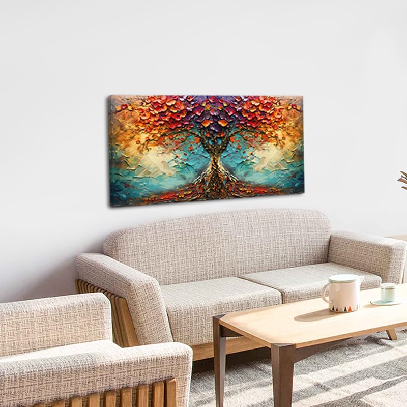 Beautiful Colorful Tree Amazing Art Plants Wall Art Decor Artwork for Living Room