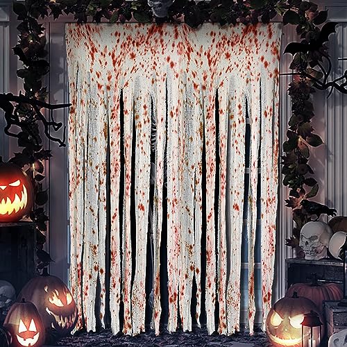 85" x 60" 2pcs Halloween Door Curtain Decoration with Bloody Hand Prints