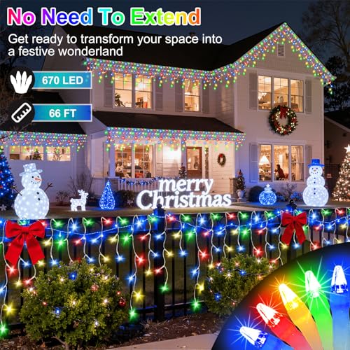 670 LED 66FT Christmas Icicle Lights