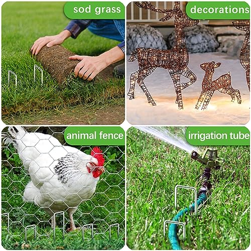 500 Pack Landscape Staples 6 Inch 11 Gauge Garden Stakes (550 Count)