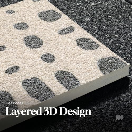 Framed 3D Textured Black White Abstract Wall Art for Living Room (4 Count)