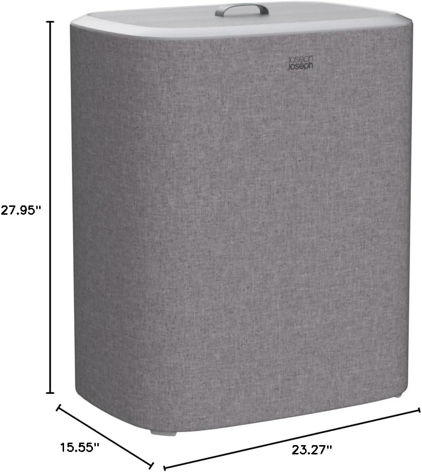 Joseph Joseph Tota Trio 90 liter/23.8 gallon Laundry Hamper Separation Basket with lid, 3 Removable Washing Bags with Handles- Gray - NestledHome